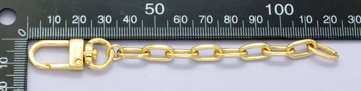 24K Gold Filled 5 Inch Paperclip Chain Bag Purse Charm Keychain Findings | WA - 2899 - DLUXCA