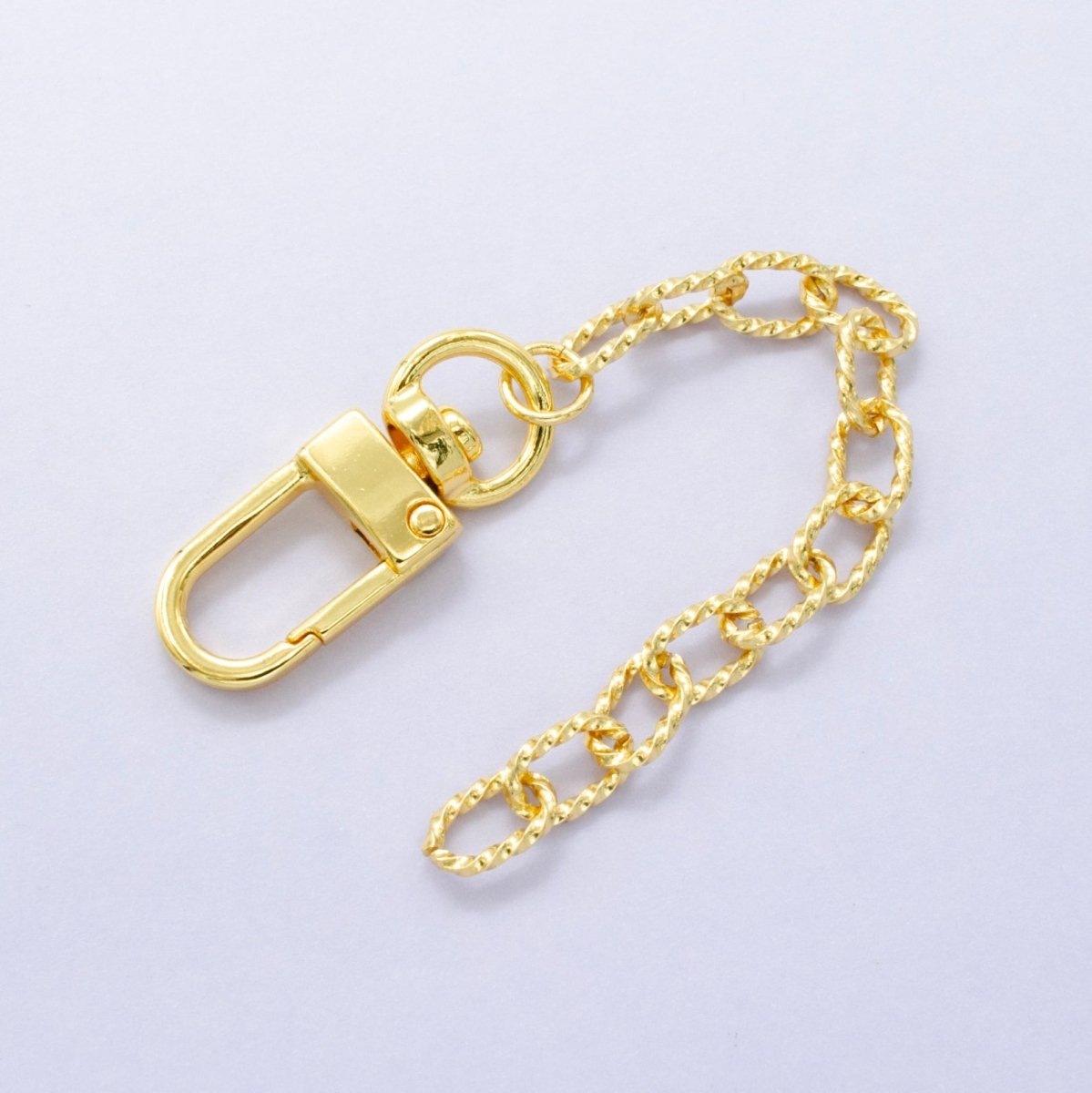 24K Gold Filled 5 - Inch Twisted Cable Chain Bag Purse Charm Swivel Keychain Findings | WA - 2897 - DLUXCA