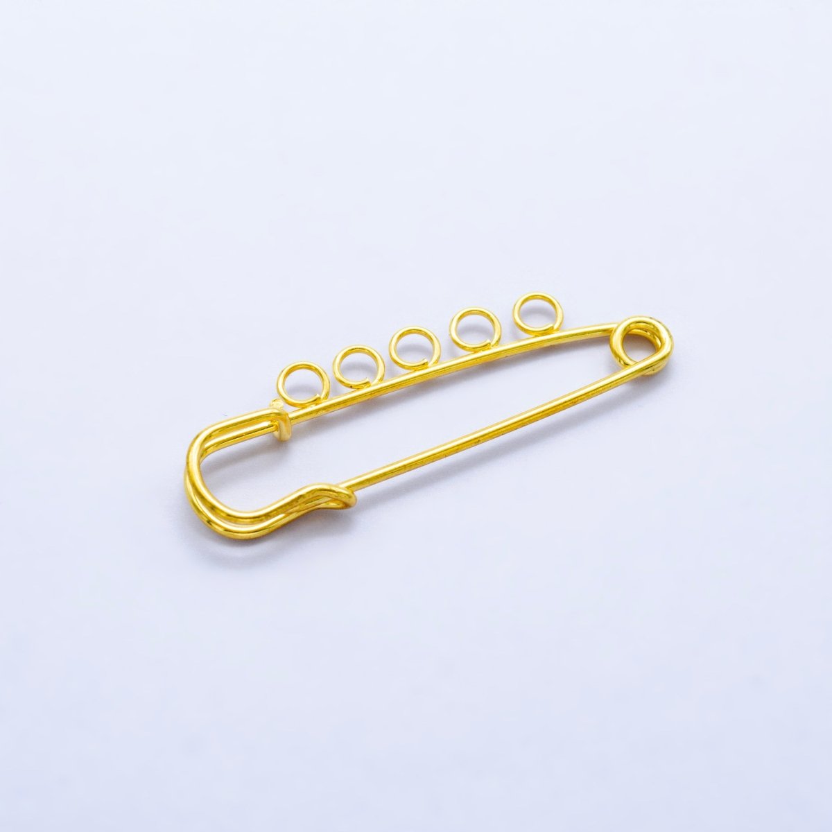 24K Gold Filled 50mm Triple, Multiple Loop Safety Pin Brooch Bag Charm Finding | Z1074 Z1075 - DLUXCA