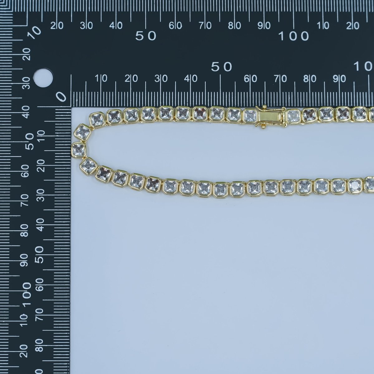 24K Gold Filled 5.3mm Square CZ Tennis Chain 16 Inch Necklace | WA - 2753 - DLUXCA