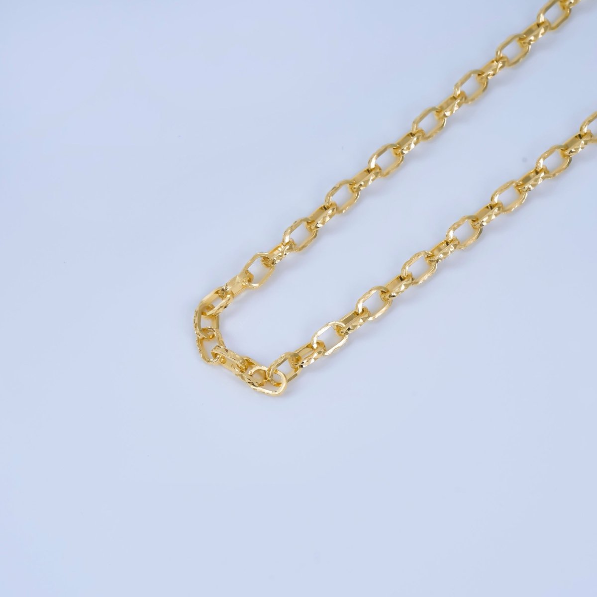 24K Gold Filled 5.4mm Hammered Textured Paperclip Unfinished Chain by Yard | ROLL - 1670 - DLUXCA