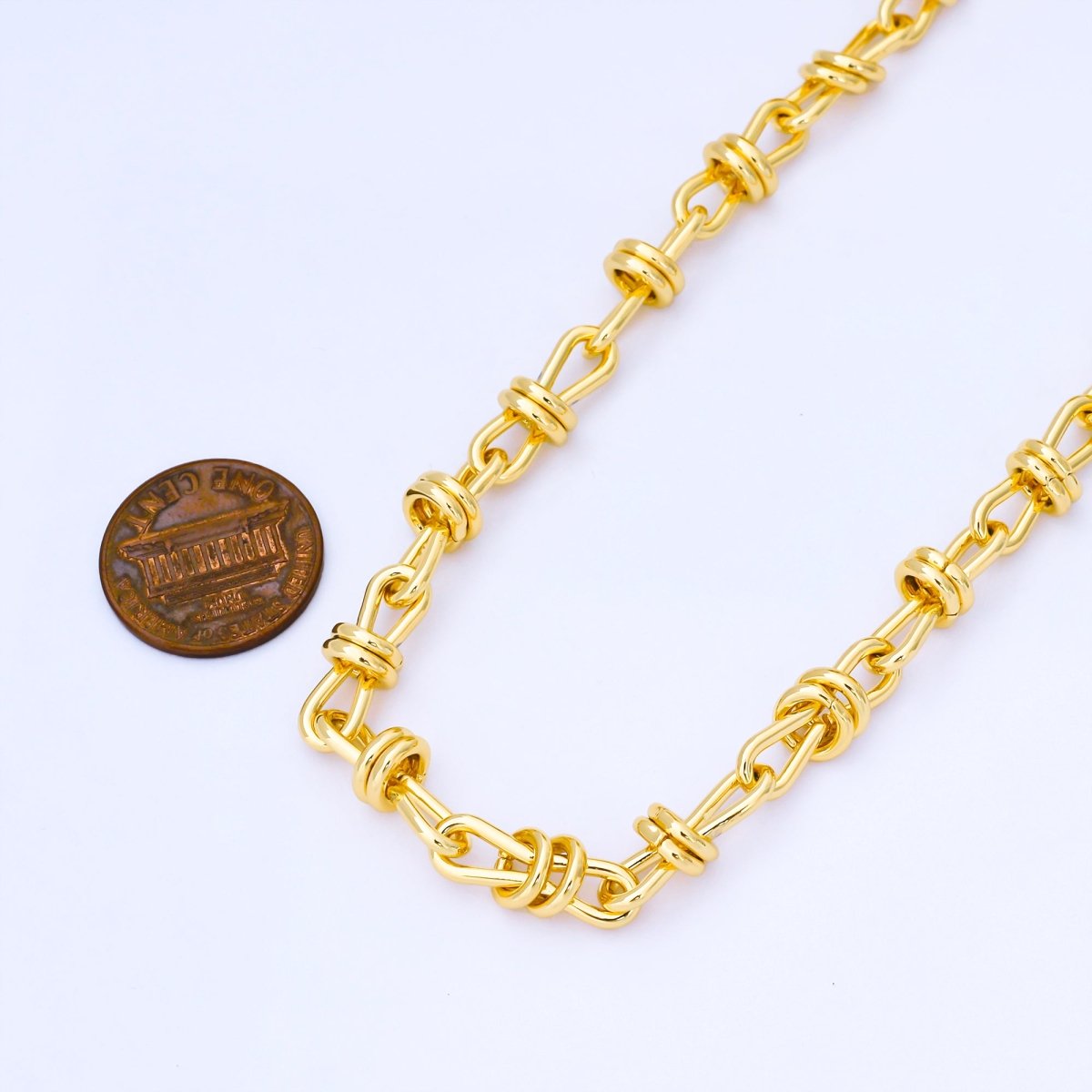 24K Gold Filled 5.5mm Figure 8 Infinity Unfinished Chain by Yard | Roll - 1742 - DLUXCA