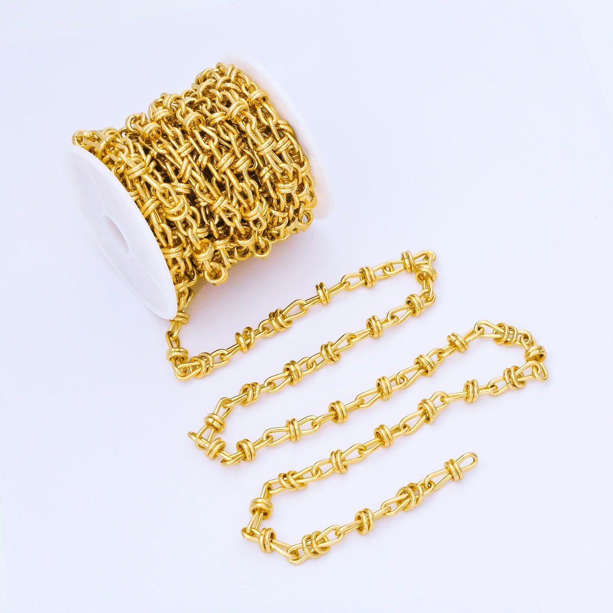 24K Gold Filled 5.5mm Figure 8 Infinity Unfinished Chain by Yard | Roll - 1742 - DLUXCA