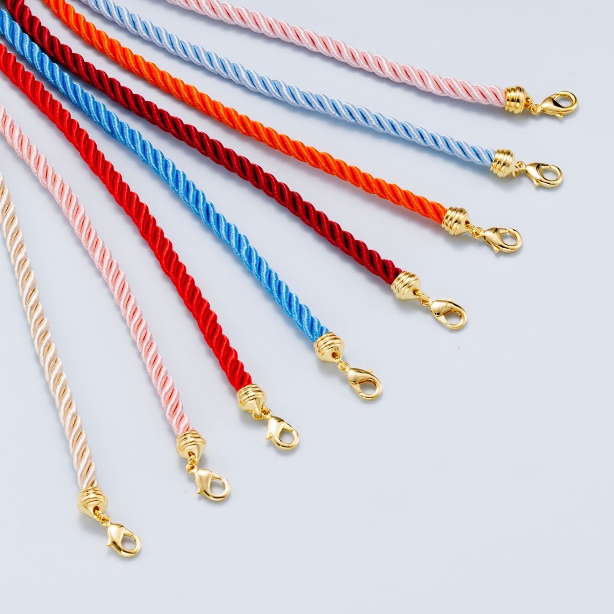 24K Gold Filled 5.5mm Twisted Braided Cord Chain 7.87 Inch Bracelet | WA - 3831 - WA - 3833 - DLUXCA