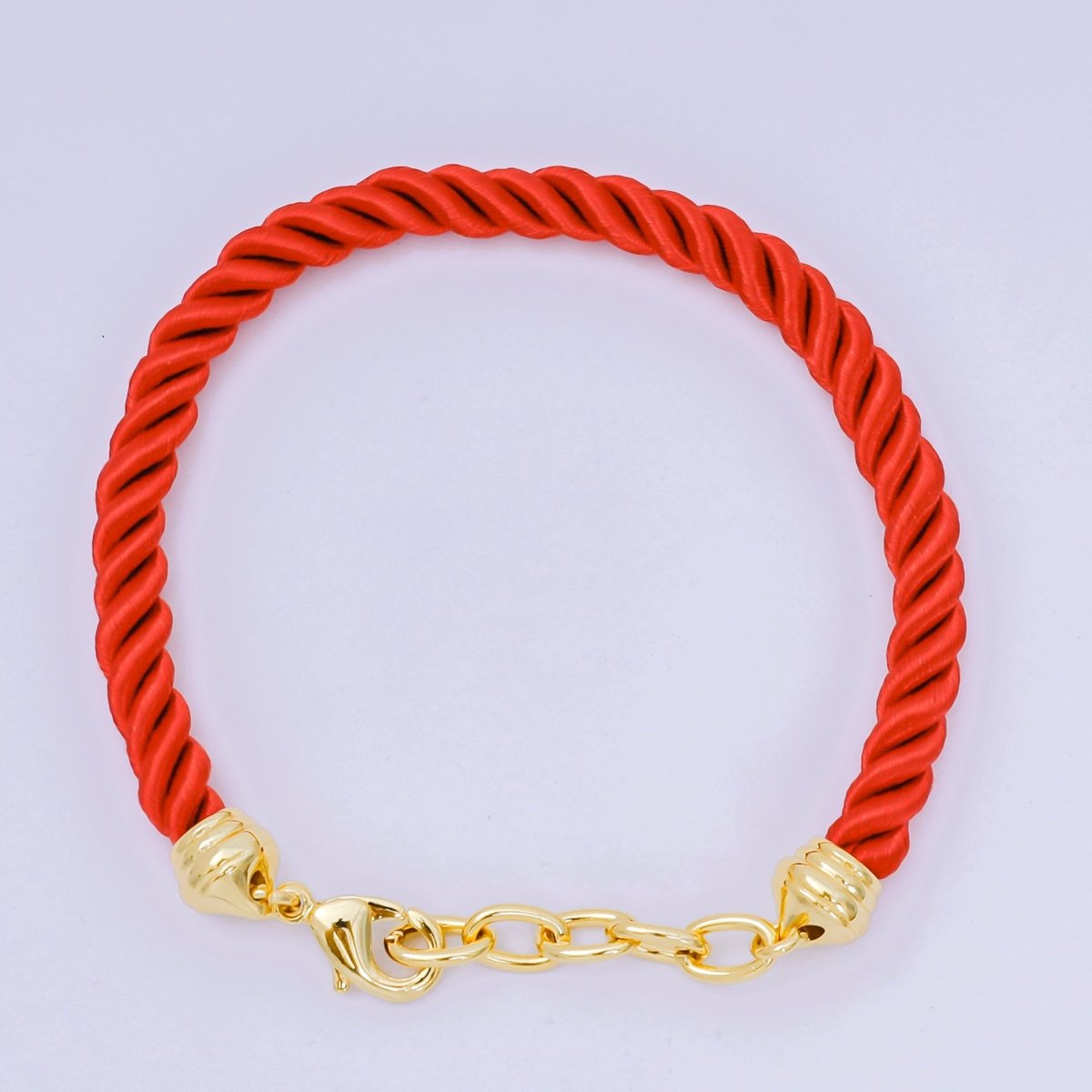 24K Gold Filled 5.5mm Twisted Braided Cord Chain 7.87 Inch Bracelet | WA - 3831 - WA - 3833 - DLUXCA