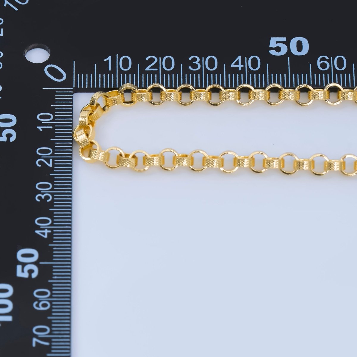 24K Gold Filled 5mm Dotted Textured Rolo Edge Cable Unfinished Chain by Yard | ROLL - 1683 - DLUXCA