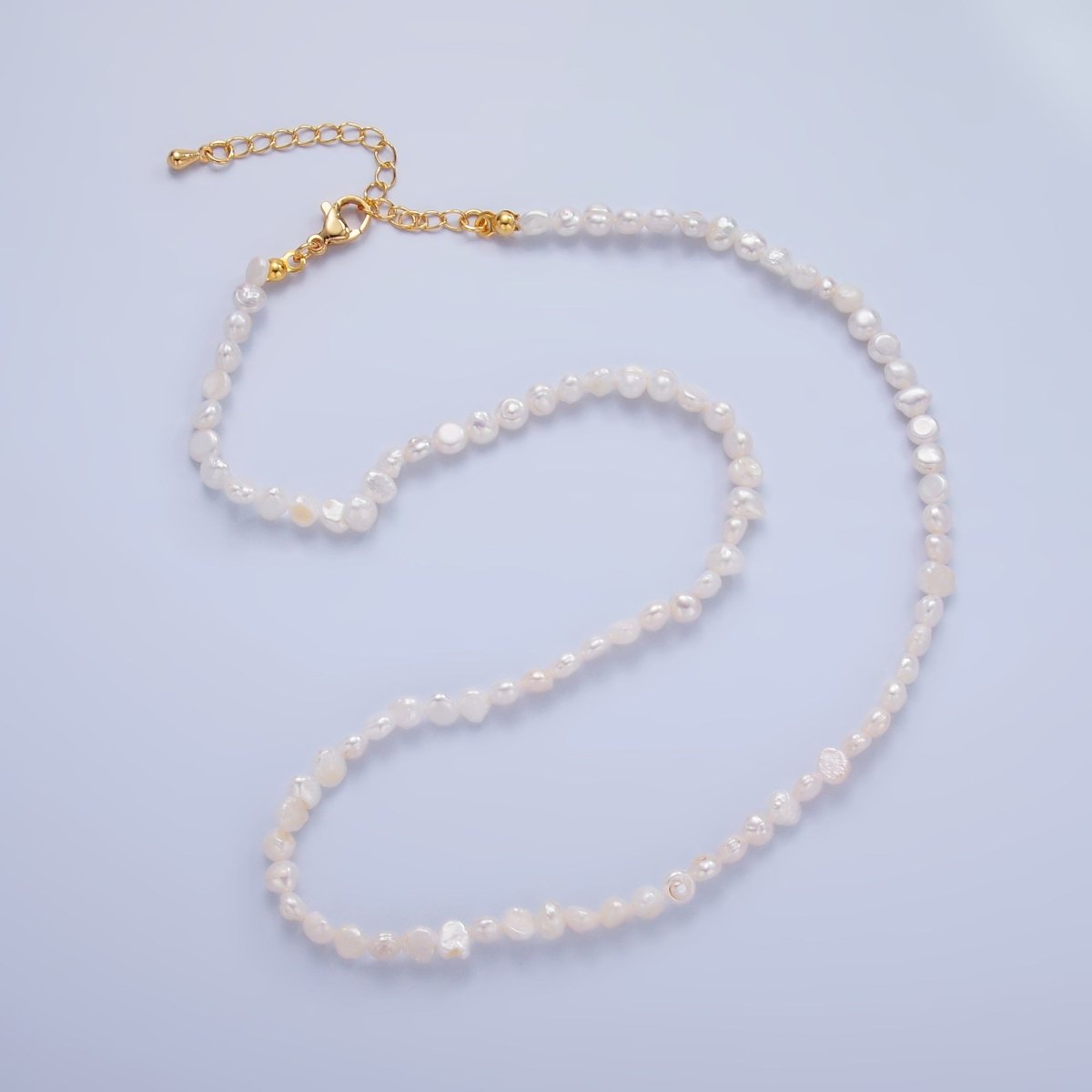 24K Gold Filled 5mm Mini Baroque Freshwater Pearl 16 Inch Necklace 
