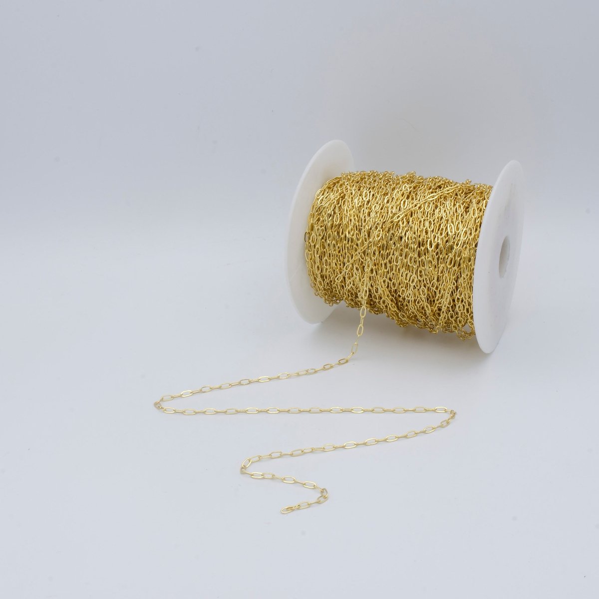 24K Gold Filled 5mm Minimalist Paperclip Unfinished Chain by Yard | Roll - 00471 - DLUXCA