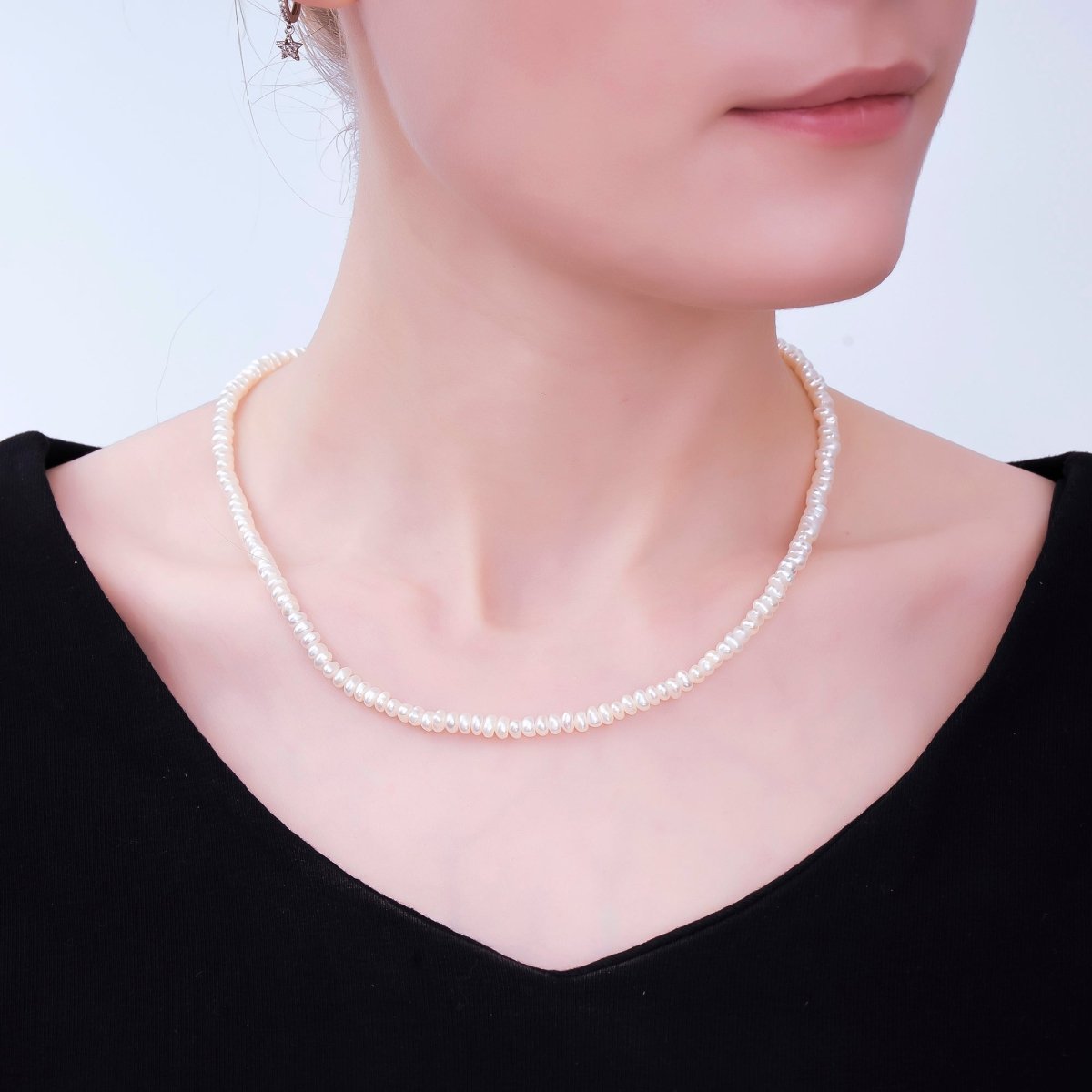 24K Gold Filled 5mm Rhondelle Freshwater Pearl 15 Inch Necklace | WA - 3142 - DLUXCA