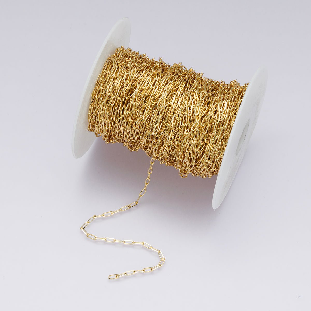 24K Gold Filled 6.4mm x 2.4mm Minimalist Paperclip Unfinished Chain by Yard | Roll - 00575 - DLUXCA