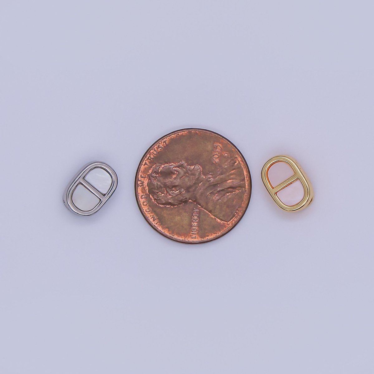 24K Gold Filled 6.6mm Shell Pearl Anchor Charm in Gold & Silver | B440 - DLUXCA