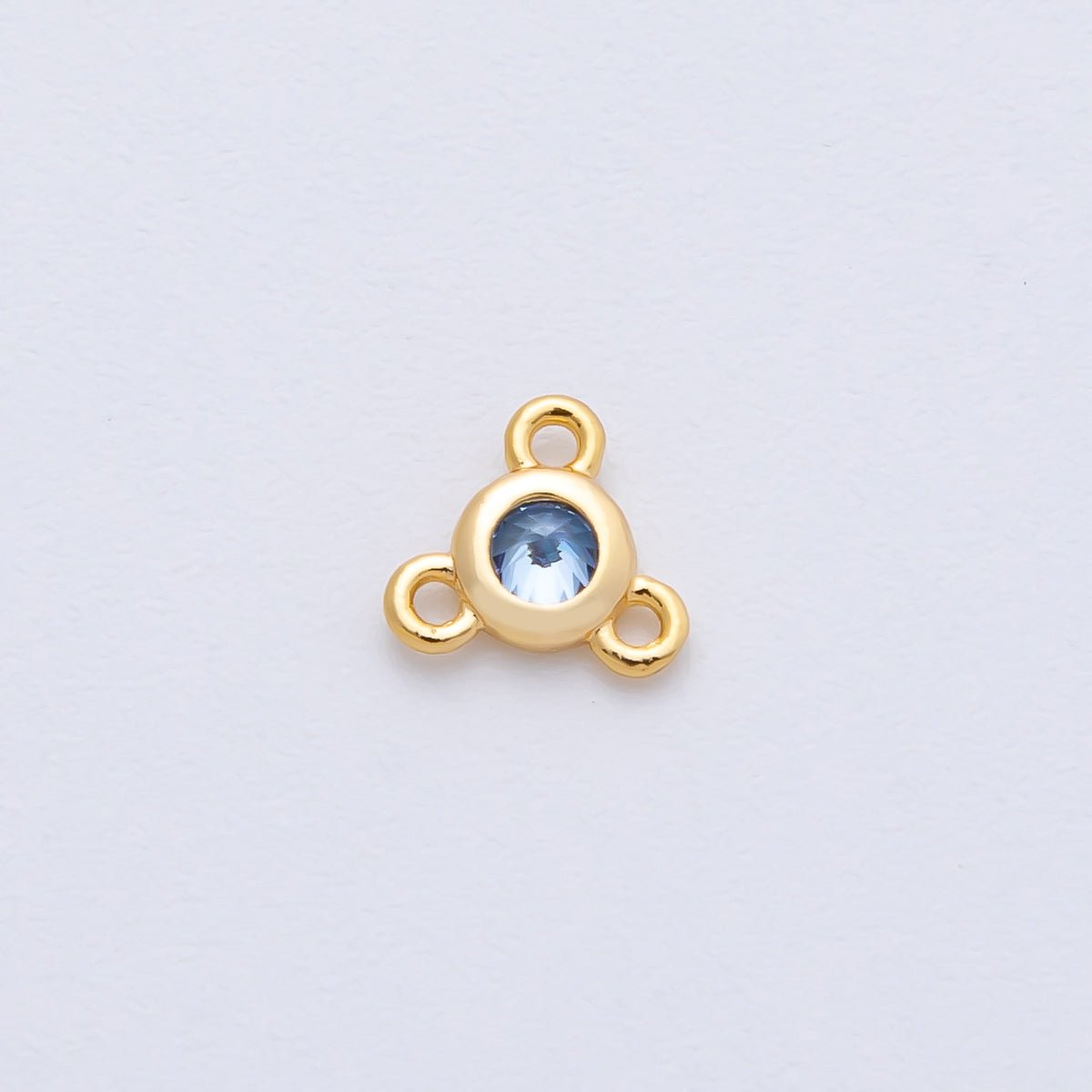 24K Gold Filled 6mm CZ Round Bezel Triple Connector Finding | Z1479 - Z1481 - DLUXCA