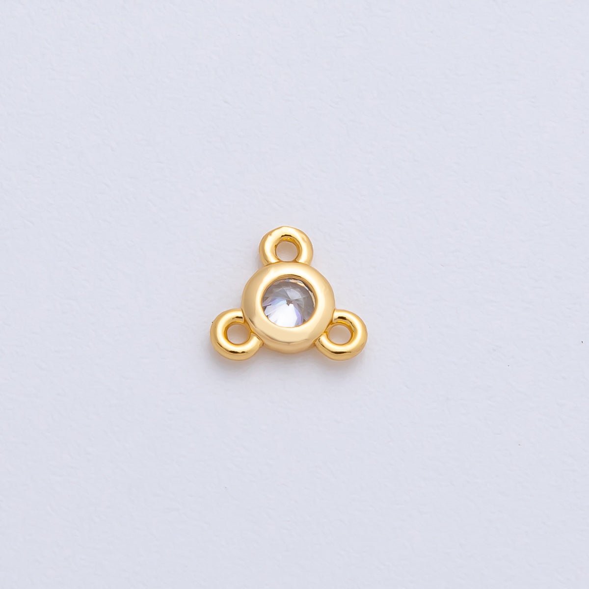 24K Gold Filled 6mm CZ Round Bezel Triple Connector Finding | Z1479 - Z1481 - DLUXCA