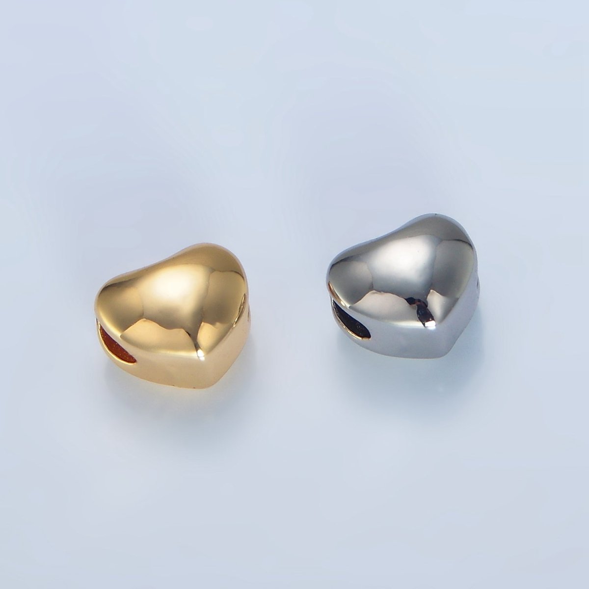 24K Gold Filled 7mm Chubby Heart Minimalist Bead in Gold & Silver | B034 - DLUXCA