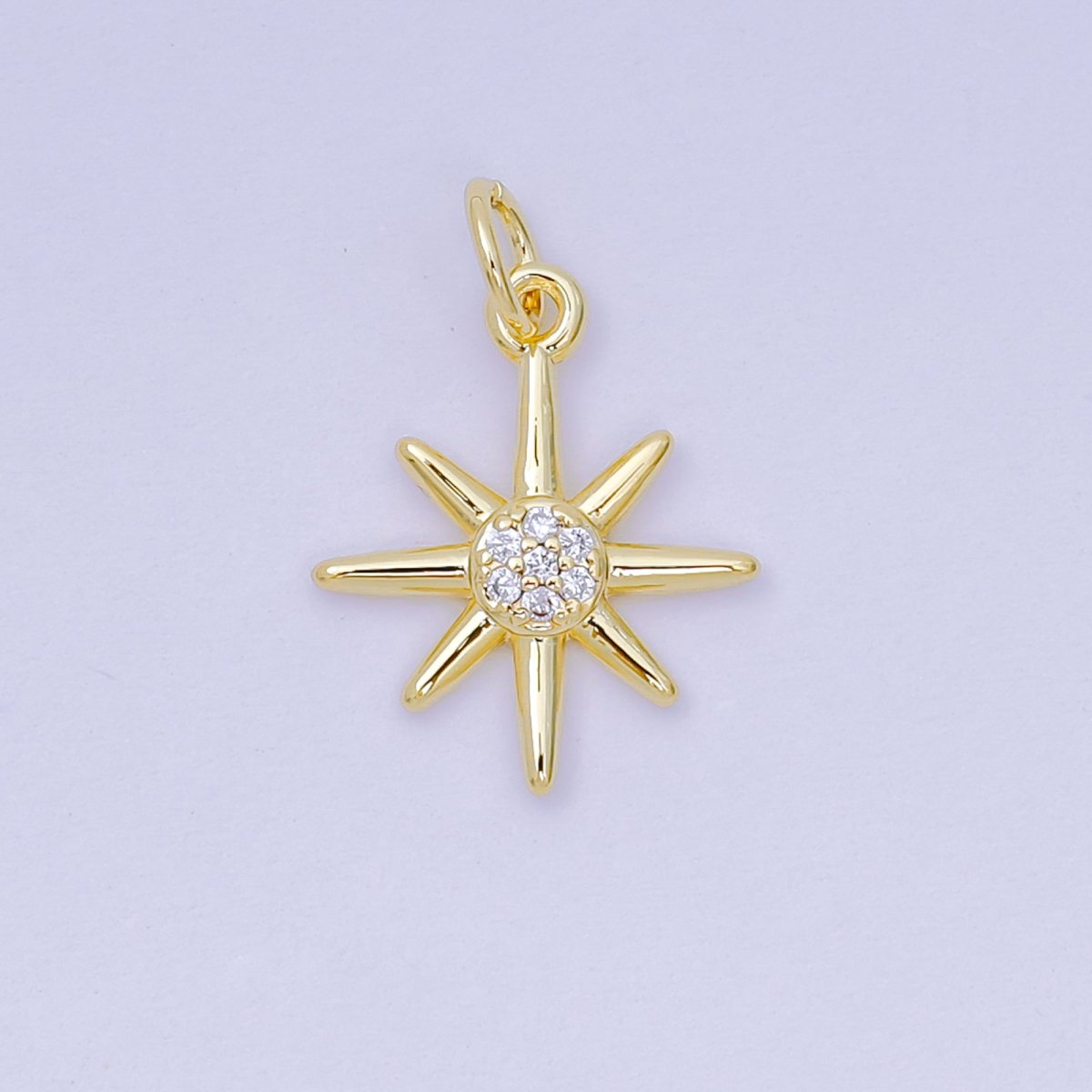 24K Gold Filled 7mm Micro Paved CZ Sunburst Charm | AH - 686 - DLUXCA