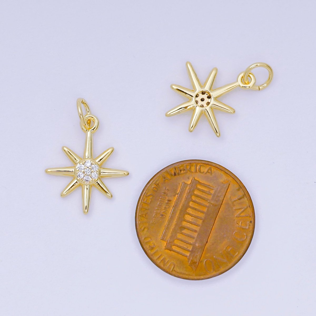 24K Gold Filled 7mm Micro Paved CZ Sunburst Charm | AH - 686 - DLUXCA