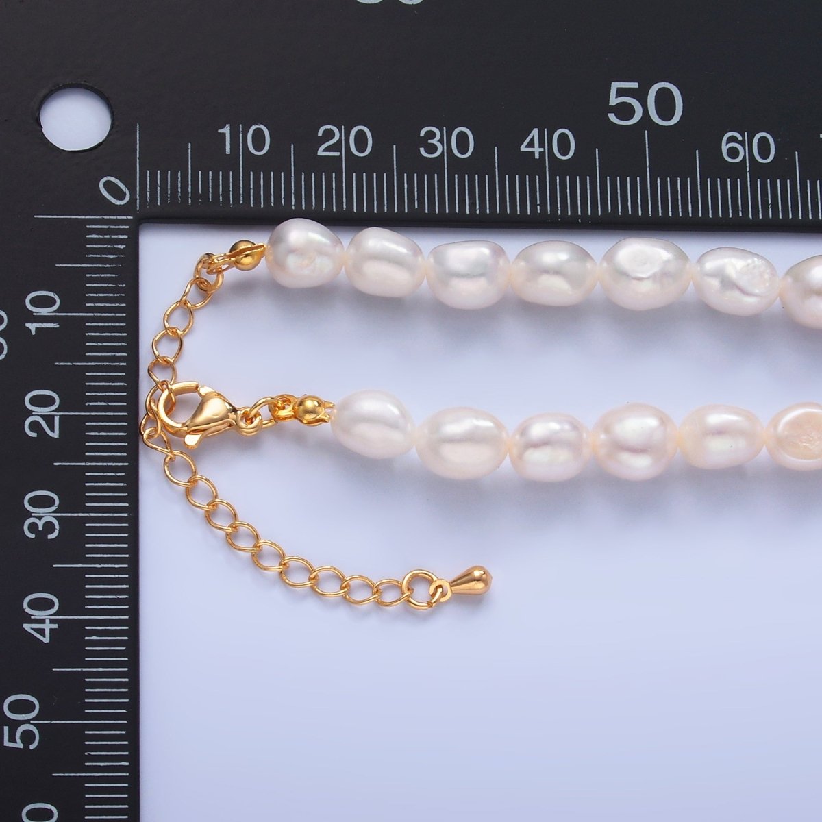 24K Gold Filled 7mm White Freshwater Pearl 16.5 Inch Necklace | WA - 3018 - DLUXCA