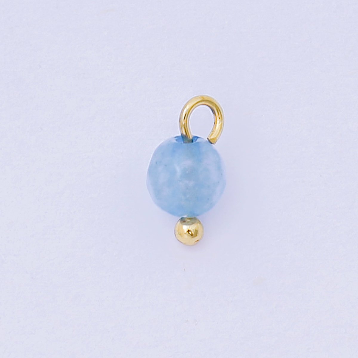 24K Gold Filled 8mm Acrylic Color Simple Round Charm in Blue & Green | AH - 655 - DLUXCA