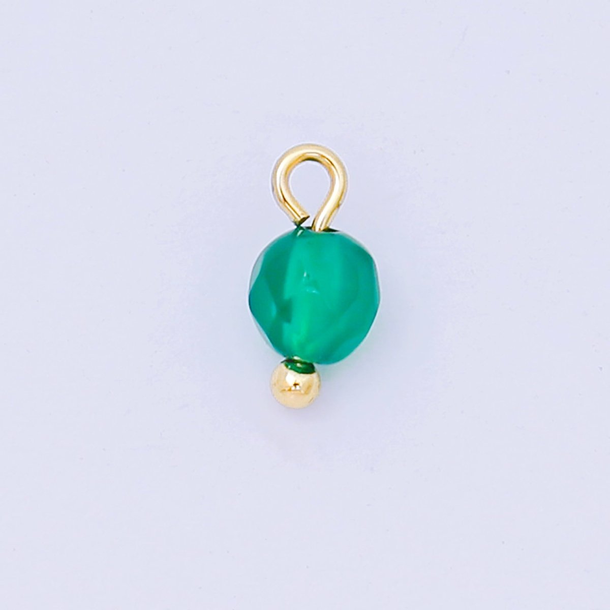 24K Gold Filled 8mm Acrylic Color Simple Round Charm in Blue & Green | AH - 655 - DLUXCA