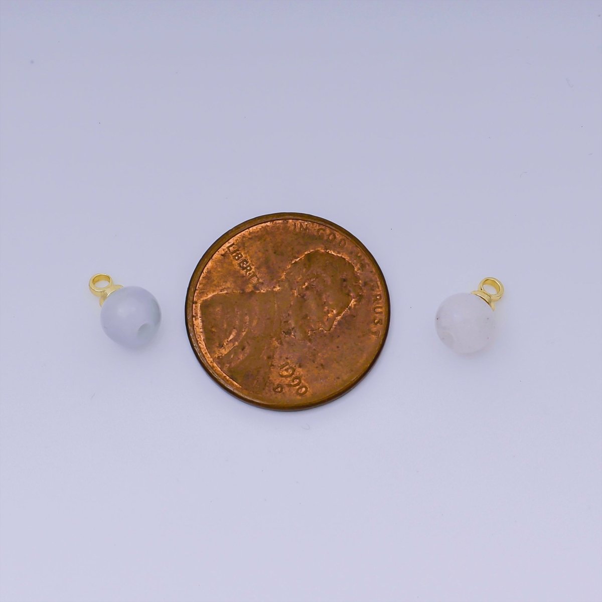 24K Gold Filled 8mm Colorful Gemstone Balls Drop Charm | AJ - 487 - AJ - 489 - DLUXCA