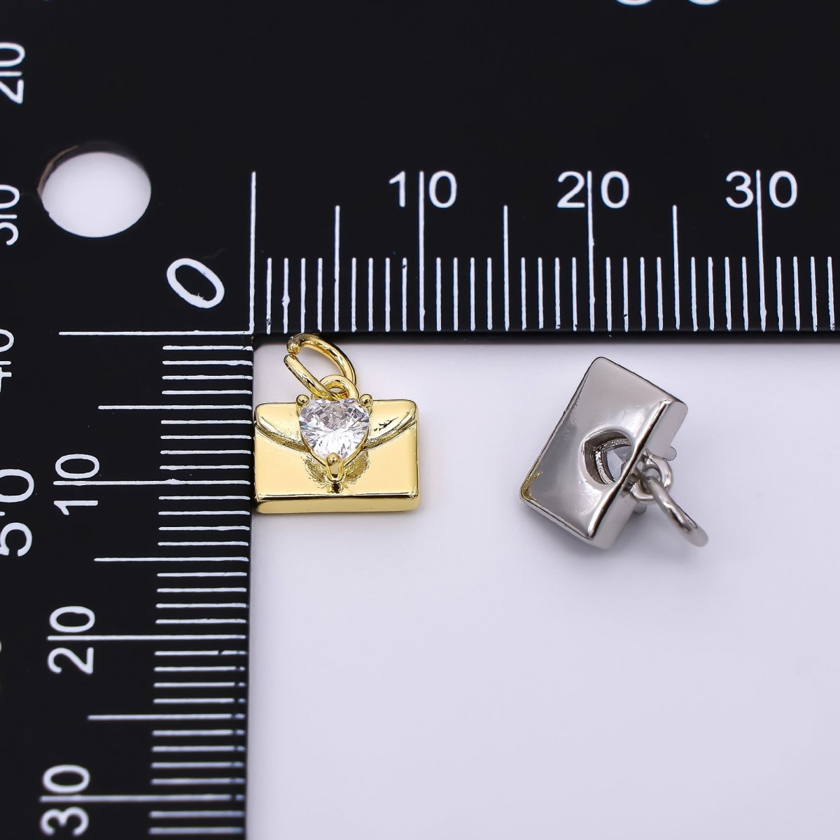 24K Gold Filled 8mm Heart - Shaped CZ Mini Purse Wallet Dainty Charm in Gold & Silver | AJ - 324 - DLUXCA