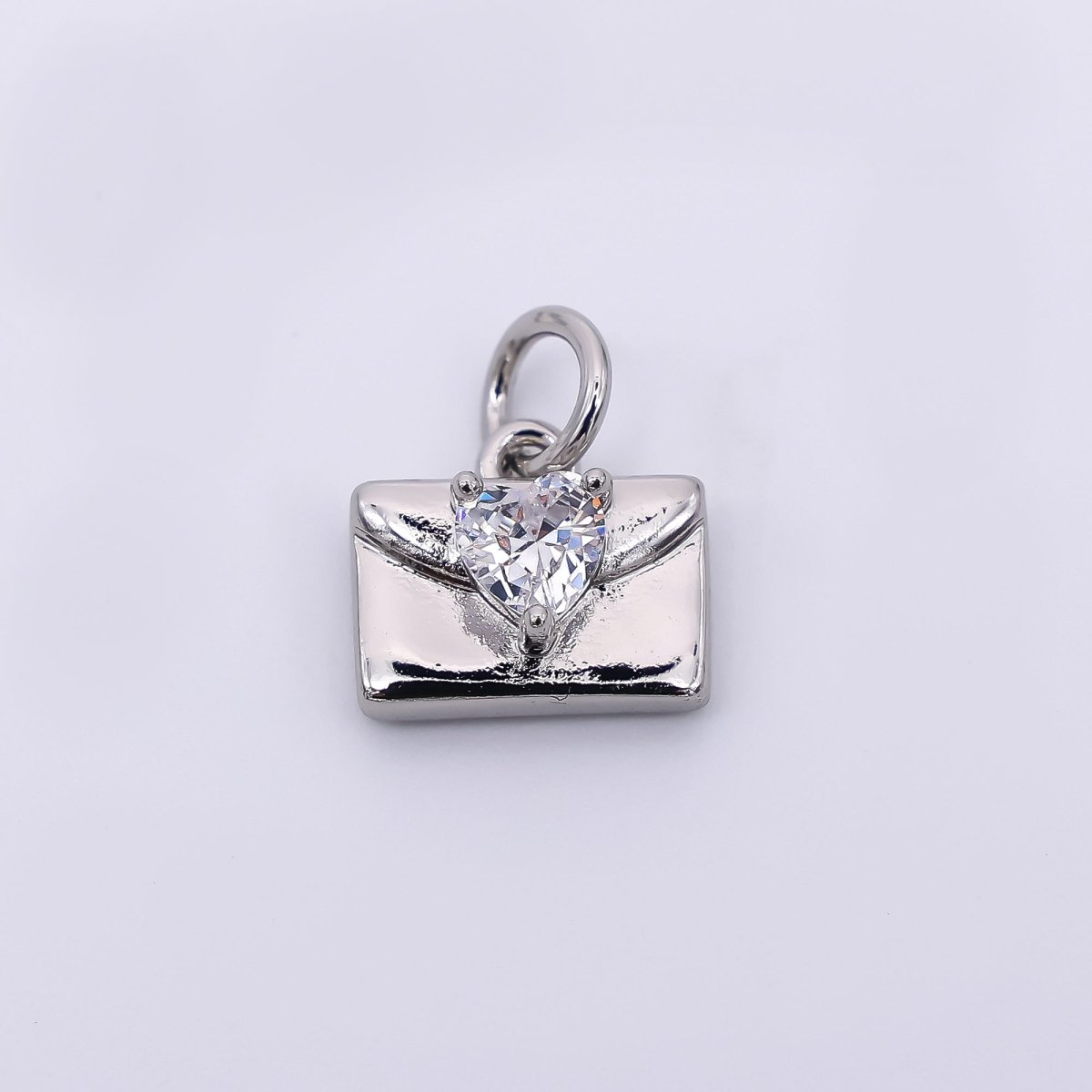 24K Gold Filled 8mm Heart - Shaped CZ Mini Purse Wallet Dainty Charm in Gold & Silver | AJ - 324 - DLUXCA