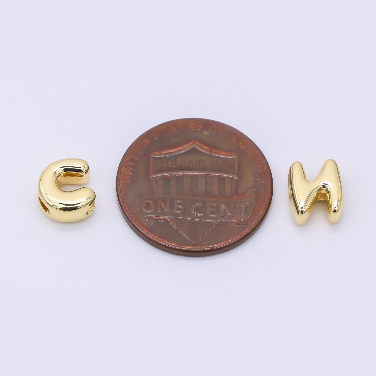 24K Gold Filled 8mm Initial Letter Alphabet Chubby Spacer Bead | AF027 - AF039 - DLUXCA