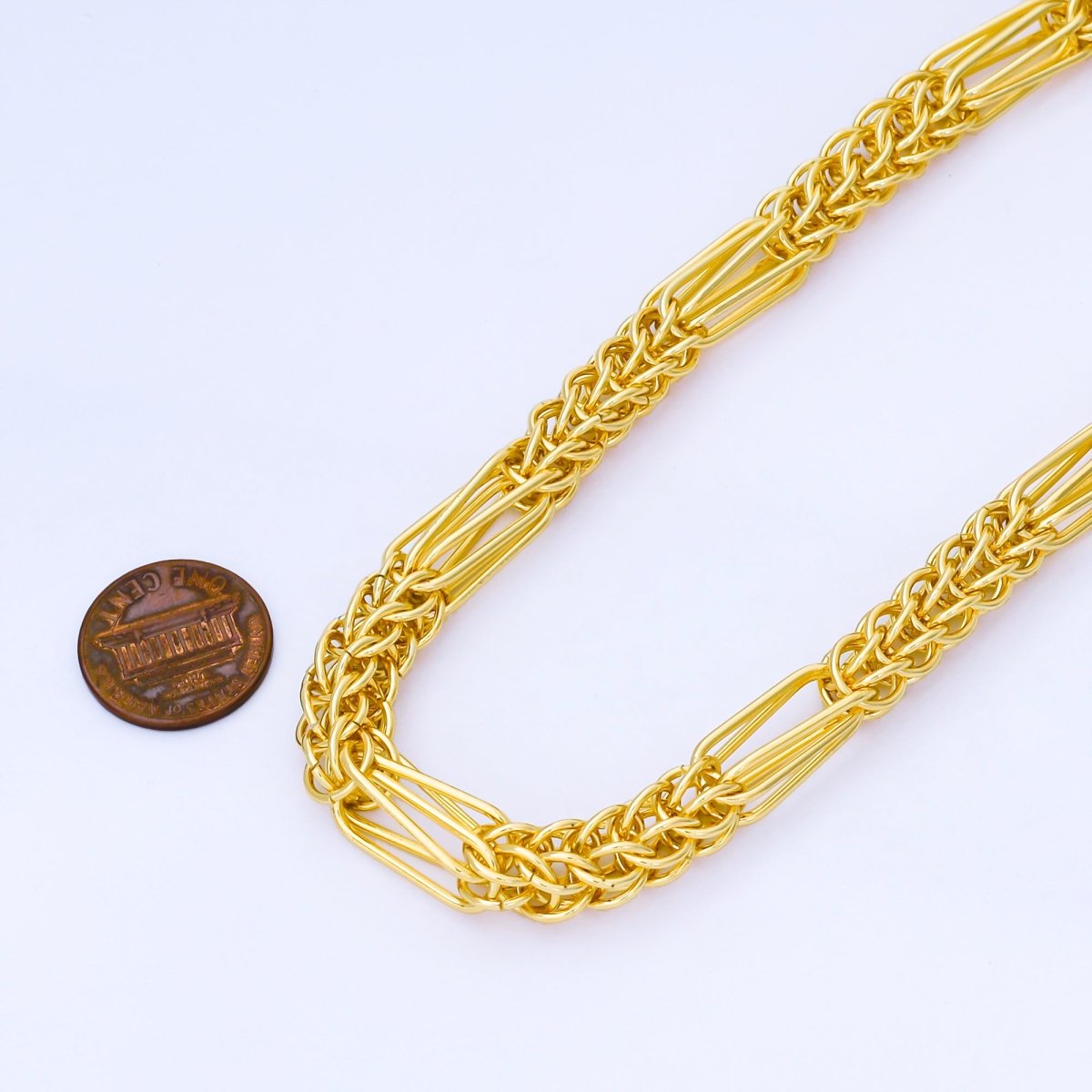 24K Gold Filled 8mm Thick Wheat Unfinished Chain by Yard | Roll - 1745 - DLUXCA