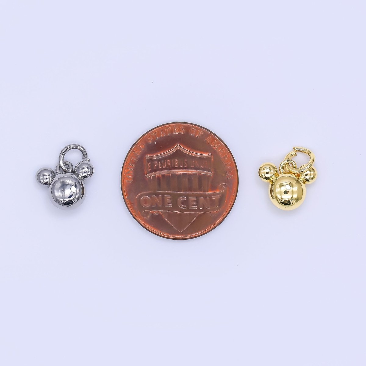 24K Gold Filled 8mm Tiny Mouse Twinkle Ears Animal Charm in Gold & Silver | AH - 580 - DLUXCA