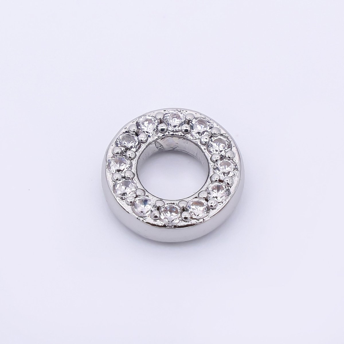 24K Gold Filled 9mm Birthstone Micro Paved CZ Open Round Bead in Gold & Silver | B592 - B815 - DLUXCA