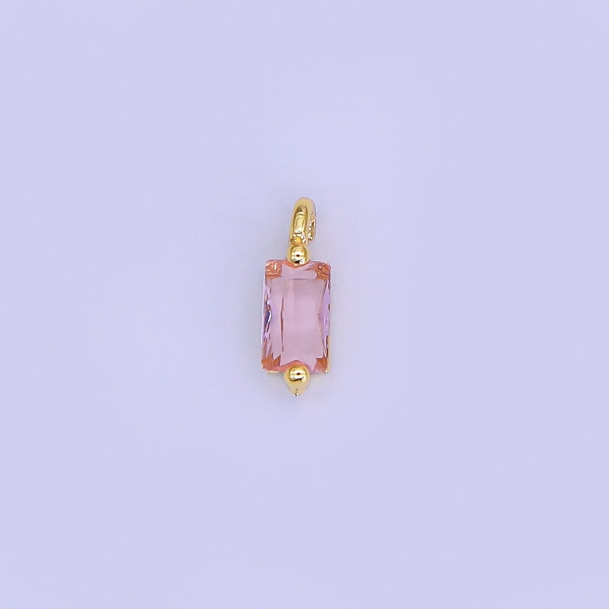 24K Gold Filled 9mm Red, Pink Baguette Mini Charm | E322 - DLUXCA