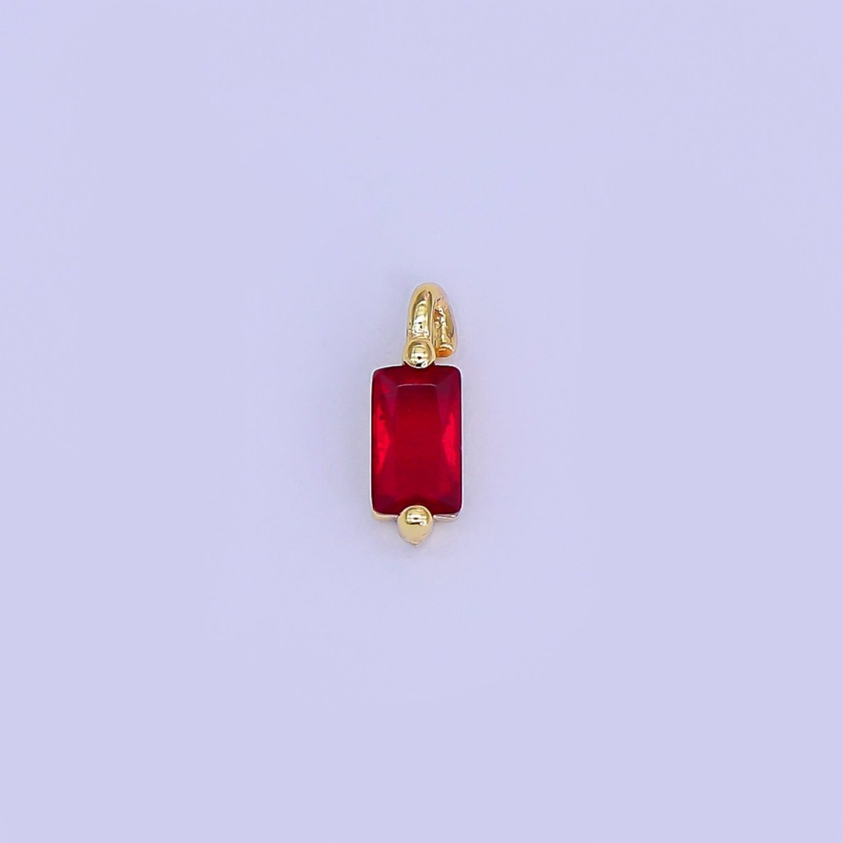 24K Gold Filled 9mm Red, Pink Baguette Mini Charm | E322 - DLUXCA