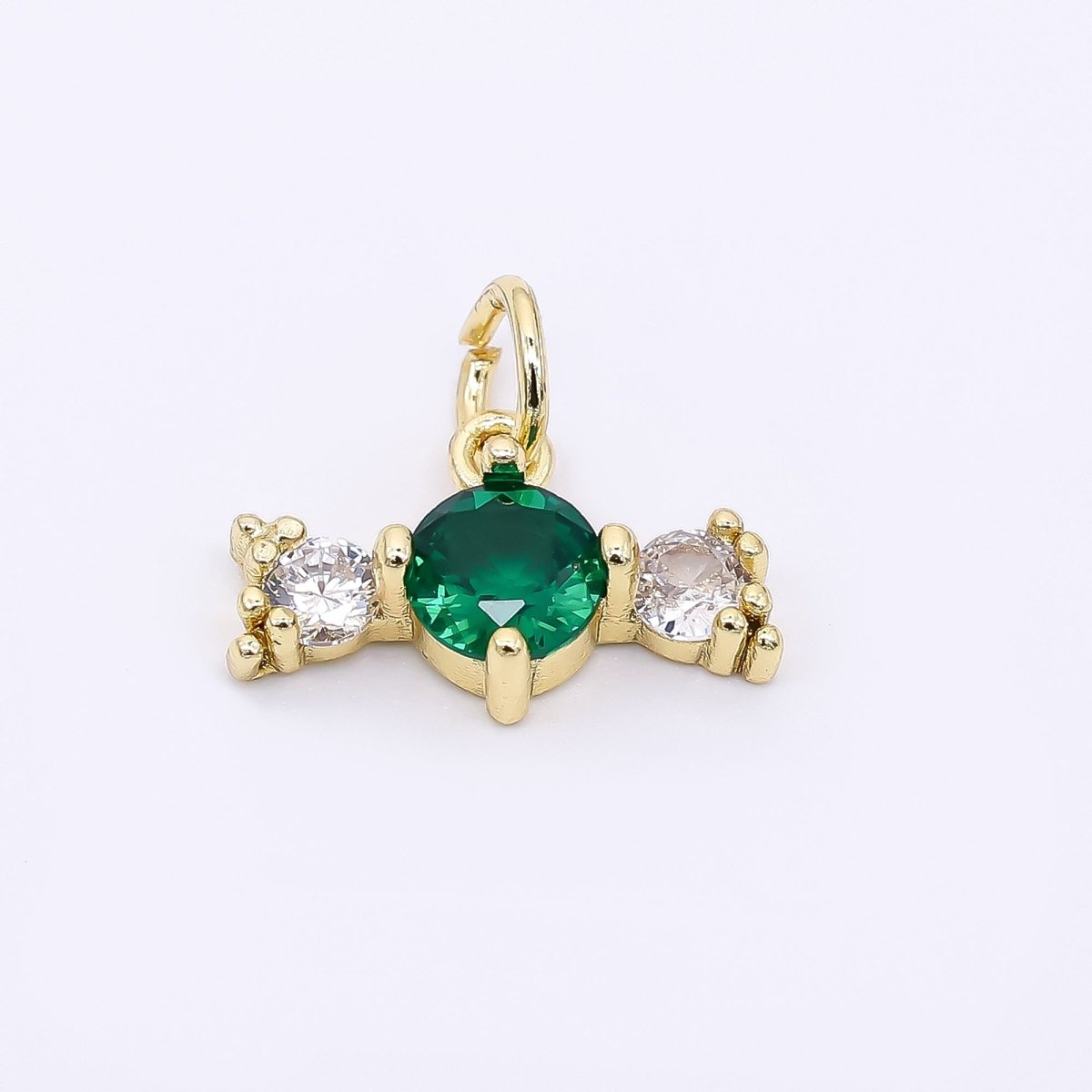 24K Gold Filled 9mm Royal Blue, Green, & Purple Round Clear Candy Bar CZ Charm | AJ - 502 - DLUXCA