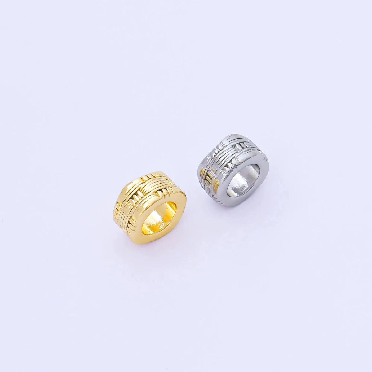 24K Gold Filled 9mm Woven Rondelle Spacer Bead | B493 - DLUXCA