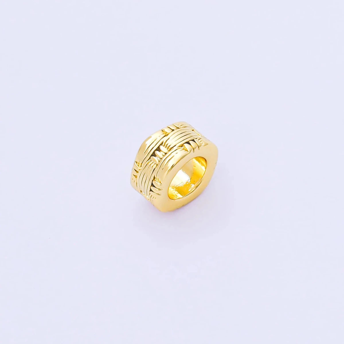 24K Gold Filled 9mm Woven Rondelle Spacer Bead | B493 - DLUXCA