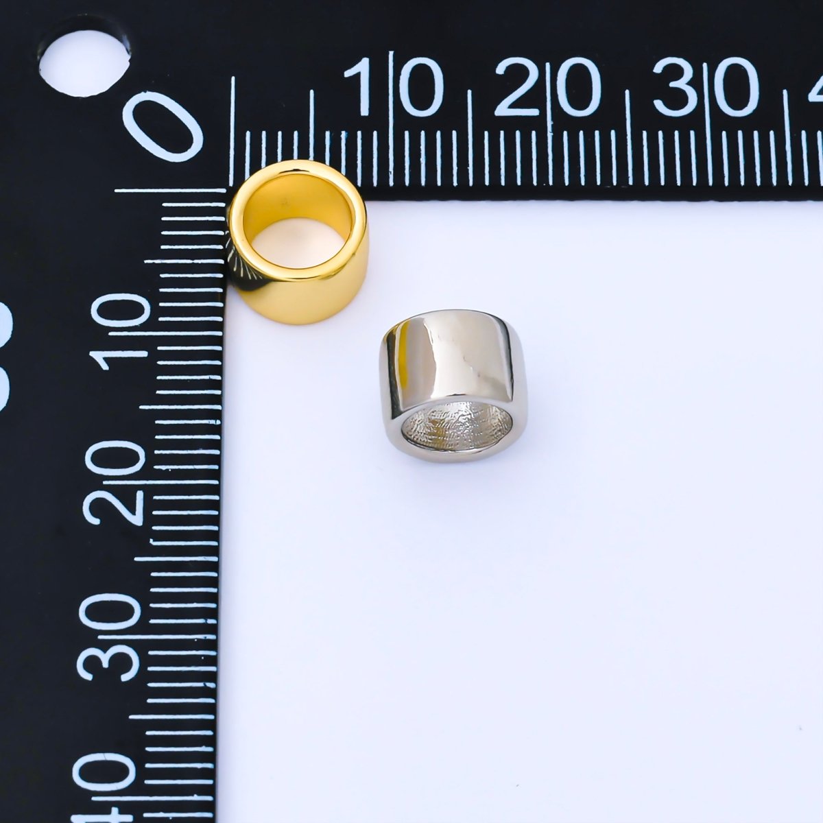 24K Gold Filled 9mm x 6mm Minimalist Wide Bead in Gold & Silver | B487 - DLUXCA