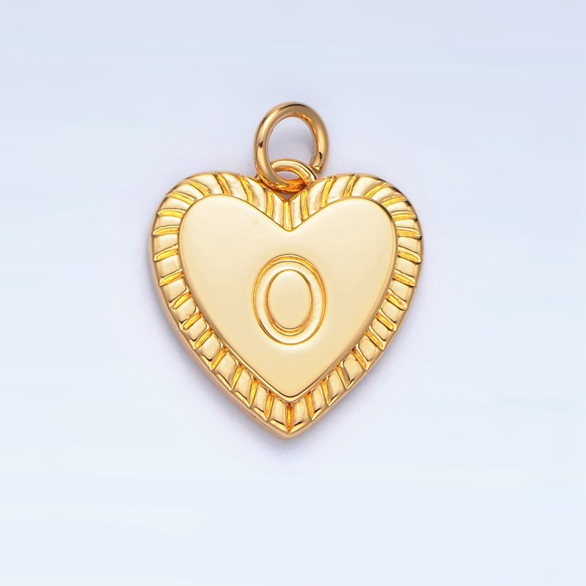 24K Gold Filled Alphabet Letter Initial Sunburst Heart Charm | A1500 - A1512 - DLUXCA