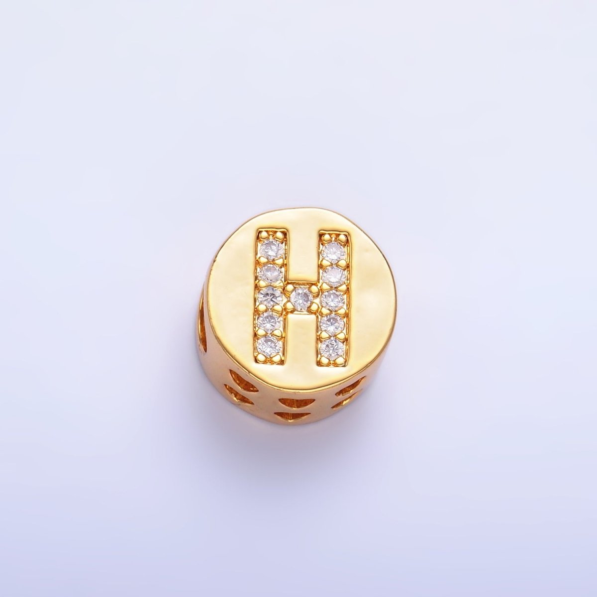24K Gold Filled Alphabet Letter Micro Paved CZ Round Bead | A1526 - A1538 - DLUXCA
