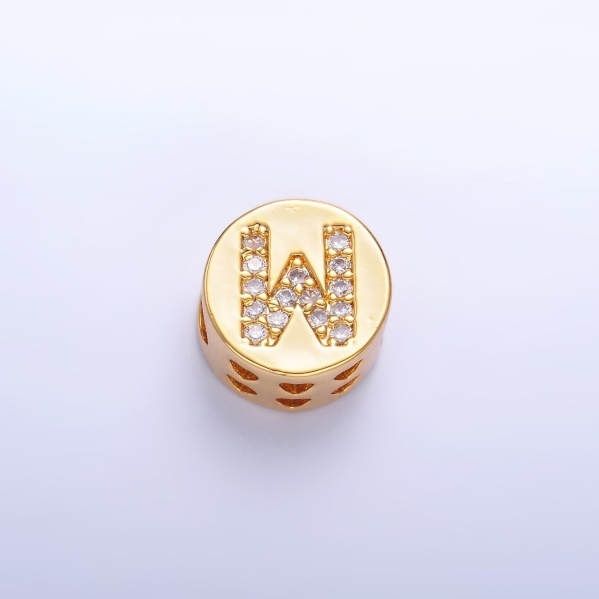 24K Gold Filled Alphabet Letter Micro Paved CZ Round Bead | A1526 - A1538 - DLUXCA