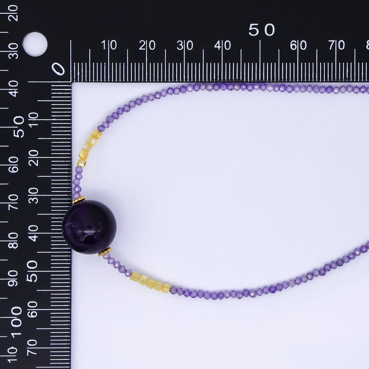 24K Gold Filled Amethyst Natural Gemstone Shades of Purple Beaded Chain Necklace 16.53 Inch with Extender | WA - 3346 - DLUXCA