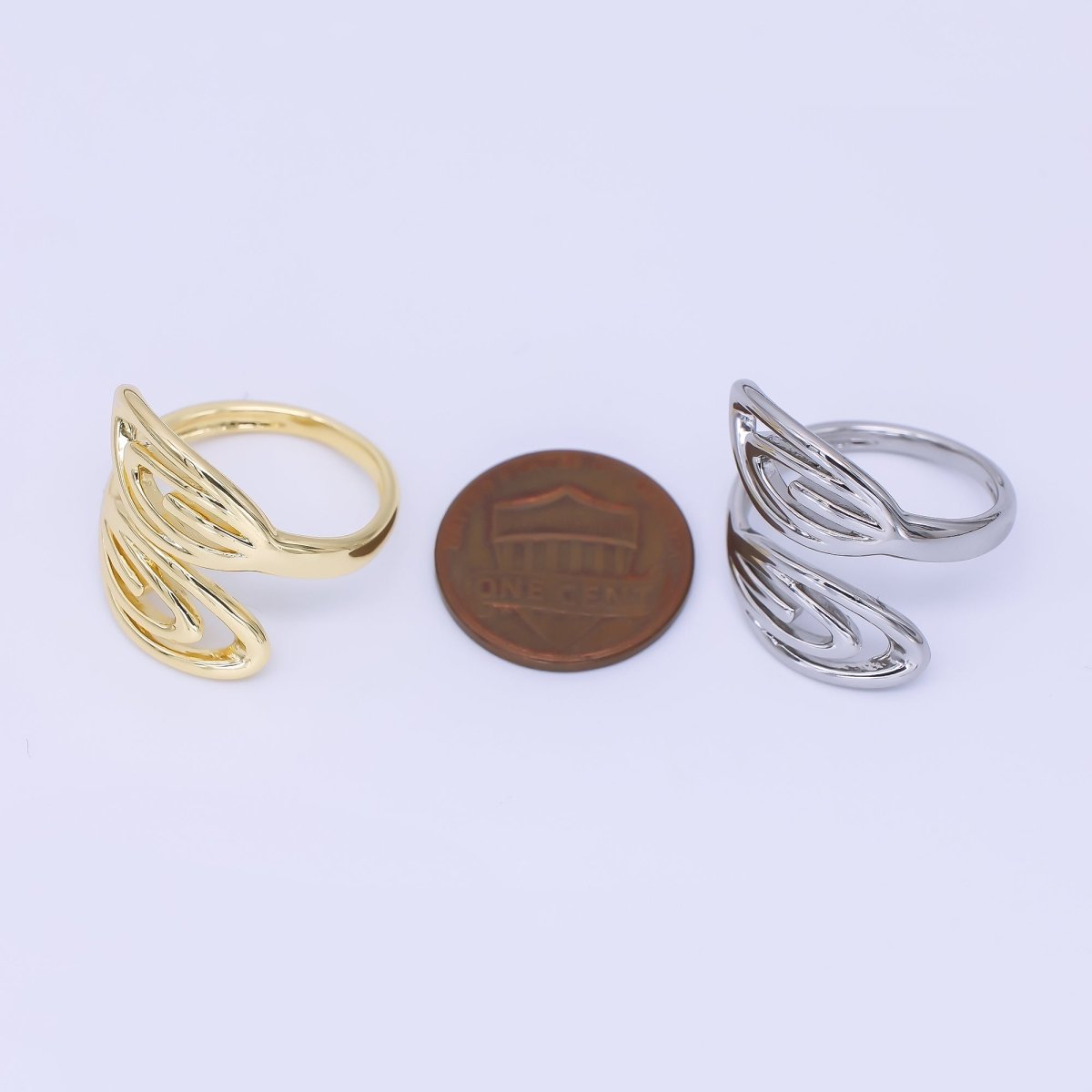 24K Gold Filled Angel Feather Ring Adjustable Wing Wrap Design | O1651 - DLUXCA