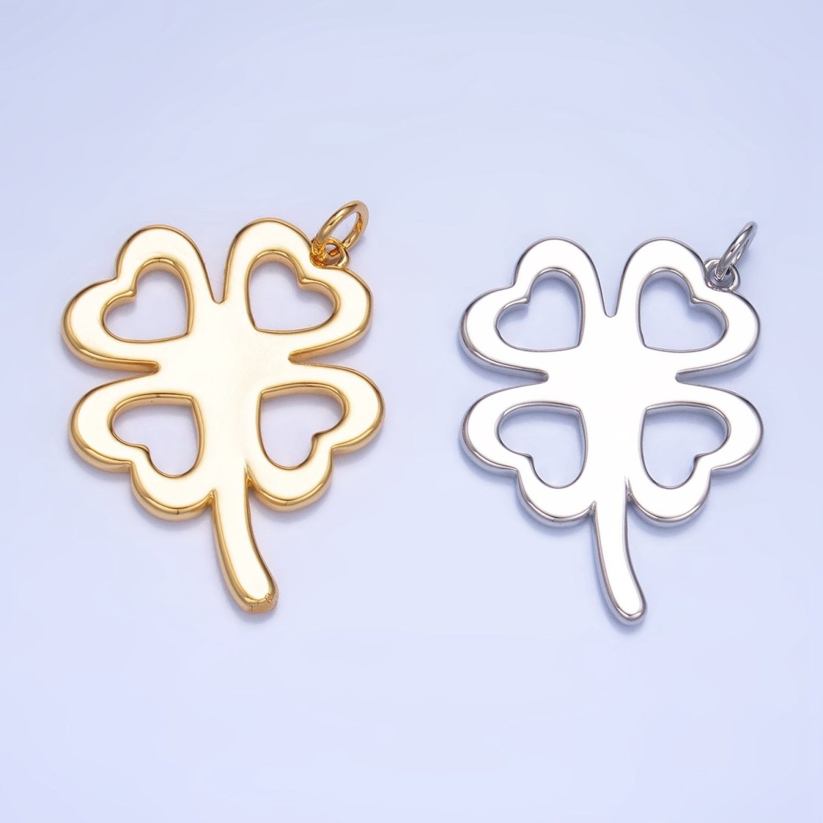 24K Gold Filled Artisan Clover Leaf Charm in Gold & Silver | W051 - DLUXCA