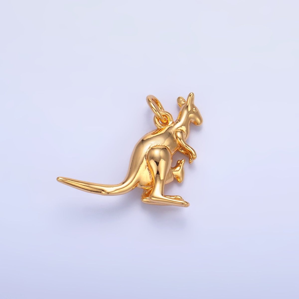 24K Gold Filled Australian Kangaroo Animal 3D Multidimensional Charm | W391 - DLUXCA