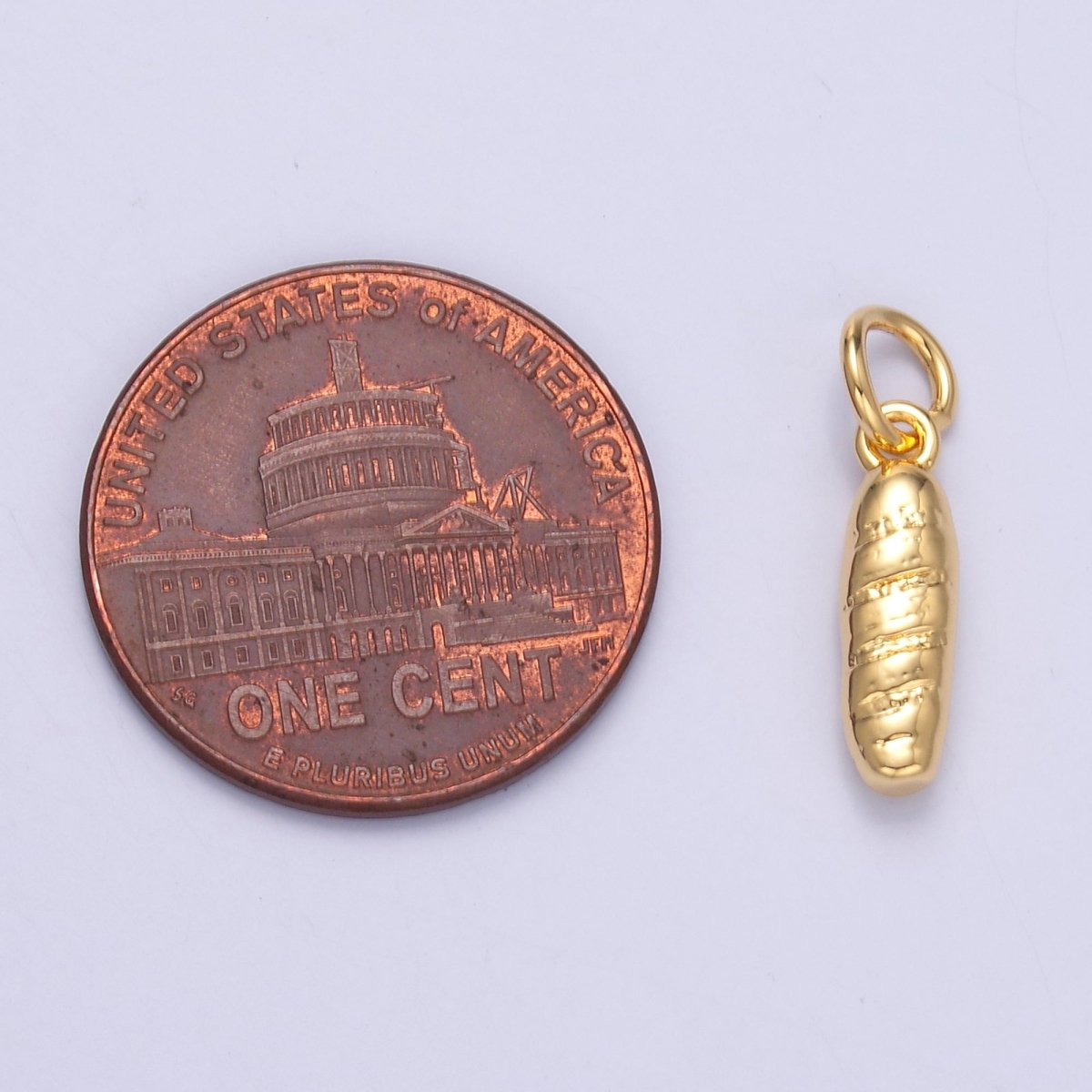 24K Gold Filled Baguette Bread Multidimensional 3D Charm in Gold & Silver | N017 - DLUXCA