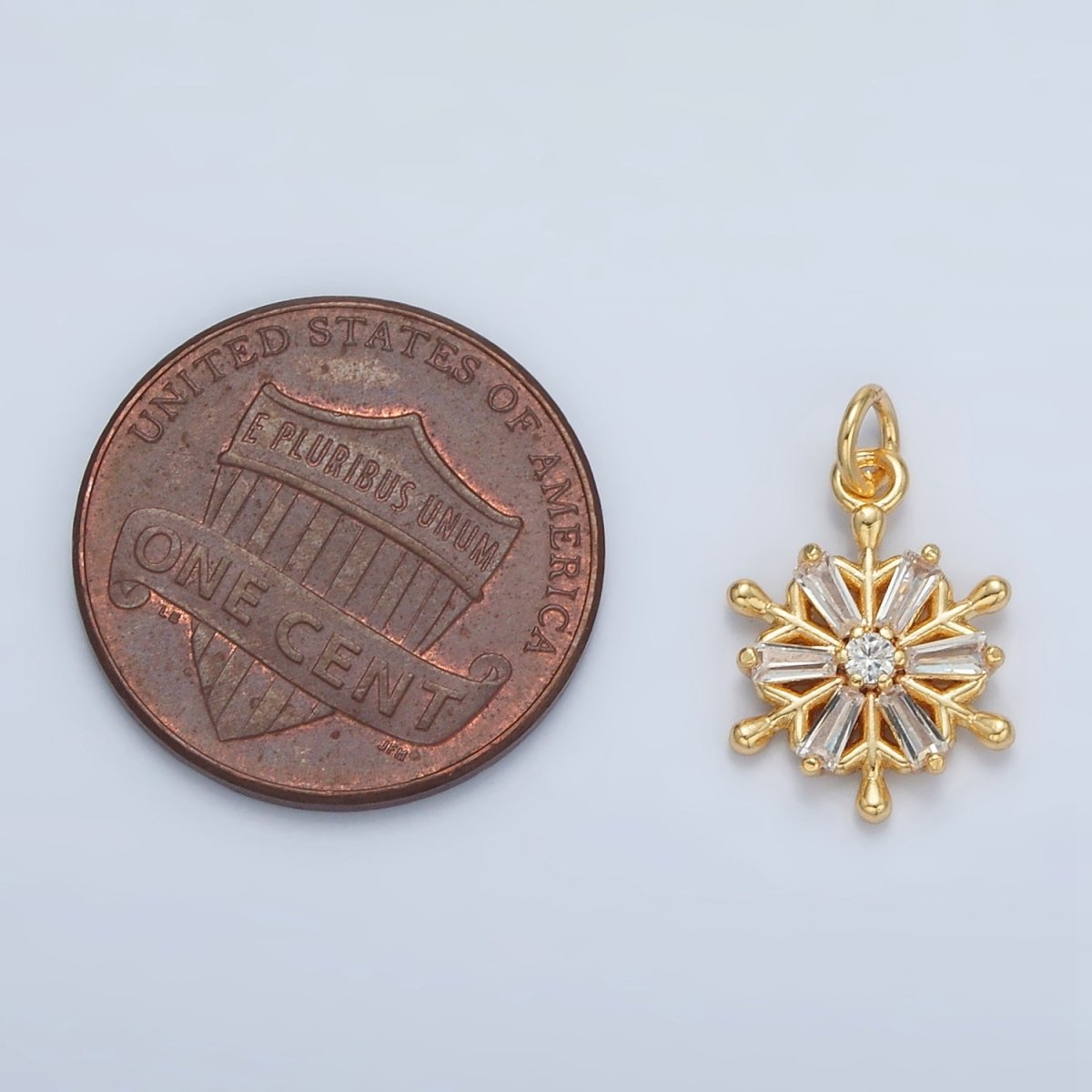 24K Gold Filled Baguette CZ Snowdrop Mini Charm | AC148 - DLUXCA