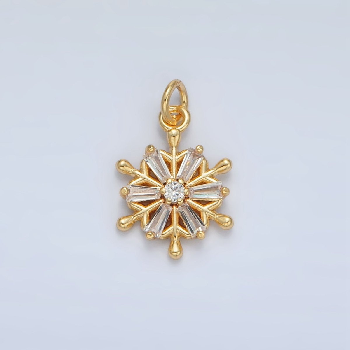 24K Gold Filled Baguette CZ Snowdrop Mini Charm | AC148 - DLUXCA