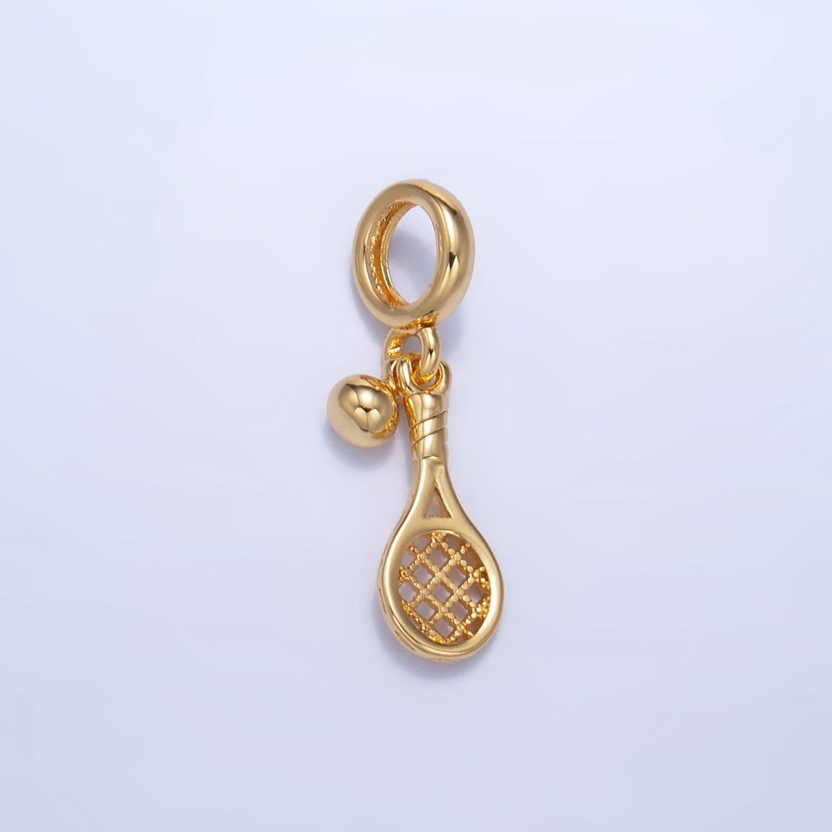 24K Gold Filled Ball Racket Sports Rhondelle Drop Charm | AG825 - DLUXCA