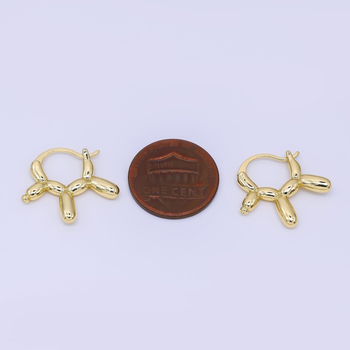 24K Gold Filled Balloon Dog Shaped Animal French Lock Hoops Earrings | AJ - 061 - DLUXCA