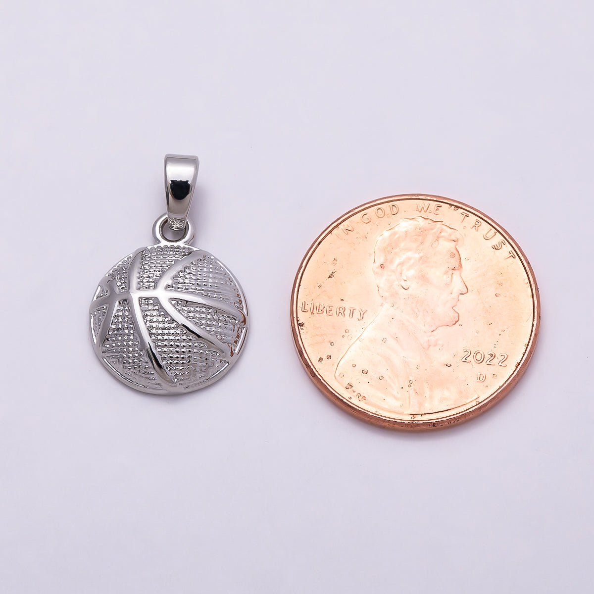 24K Gold Filled Basketball Sports Pendant in Gold & Silver | AA1000 Charms - 00874 - DLUXCA