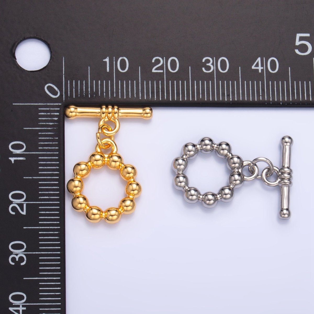 24K Gold Filled Beaded Bubble Toggle Clasps Closure in Gold & Silver | Z884 - DLUXCA